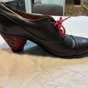 Fly London Black Heels with Red Laces